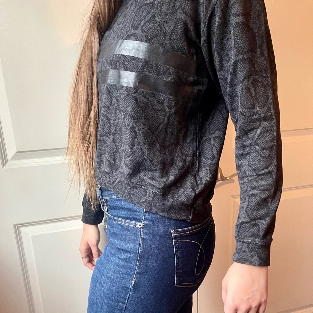 Sundry Snake Print Sweater with Stripe Detail